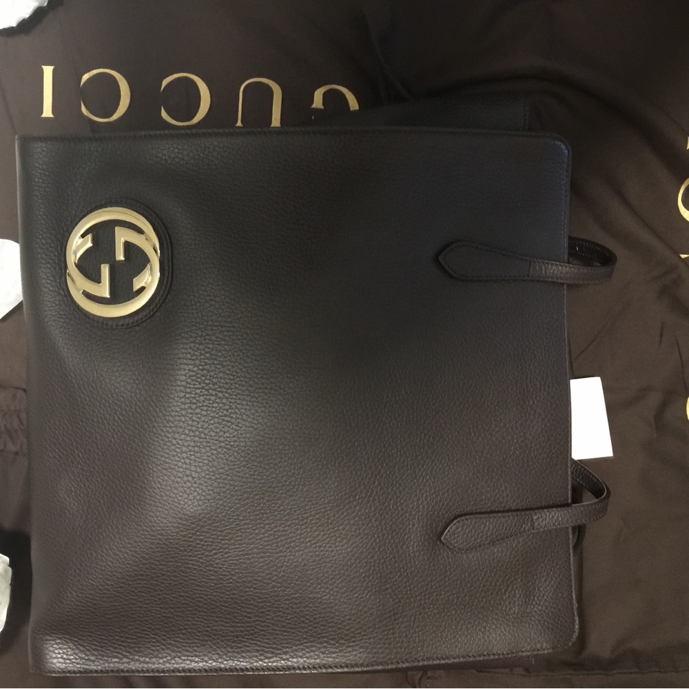 Gucci Dark Brown Leather Backpack with Silver Logo